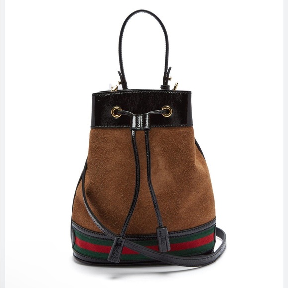 Gucci Suede Ophidia Bucket Bag With Web Detail - Picture 1 of 17